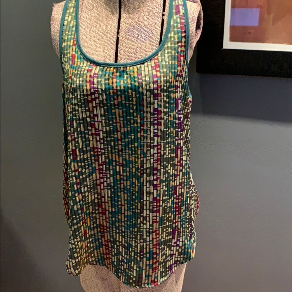 Robin K silky geometric print tank, medium